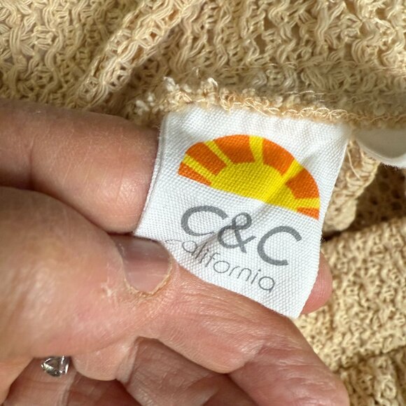 C&C California Crochet Knit Maxi Swim Cover-Up Skirt Womens Medium Beige Beach - Picture 6 of 8